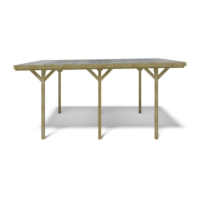 Carport, garageschuilplaats - 3.04x5.12 m - 15.57 m² - trapeziumvormige plaatbedekking