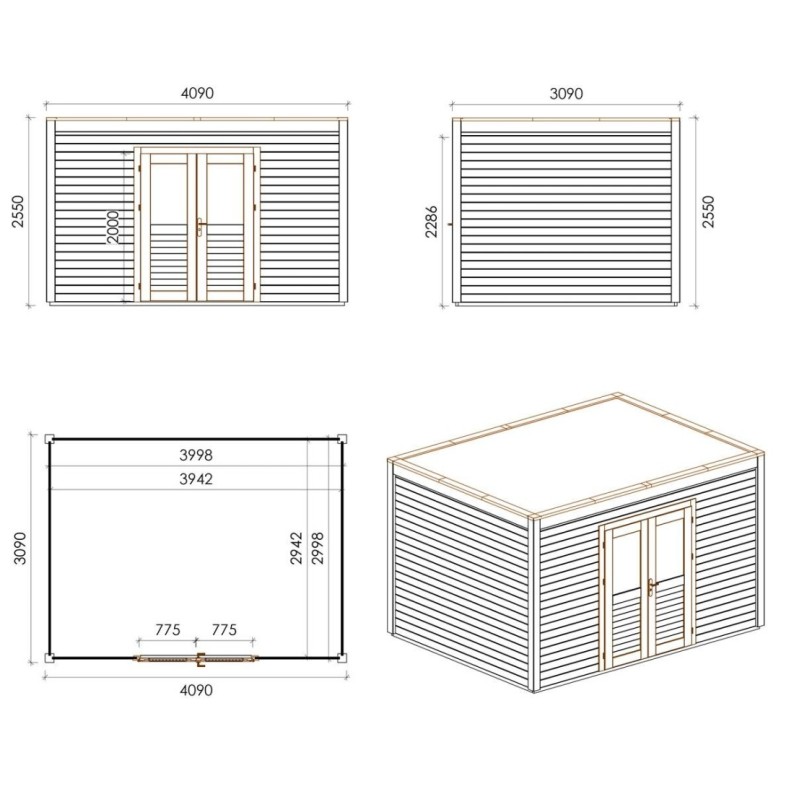 Modern Tuinhuis Nova | 400x300 cm | geïmpregneerd