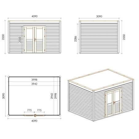 Modern Tuinhuis Nova | 400x300 cm | geïmpregneerd