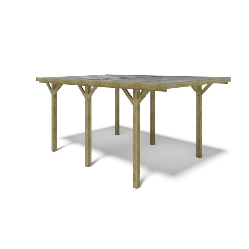 Carport, garageschuilplaats - 3.04x5.12 m - 15.56 m² - trapeziumvormige plaatbedekking