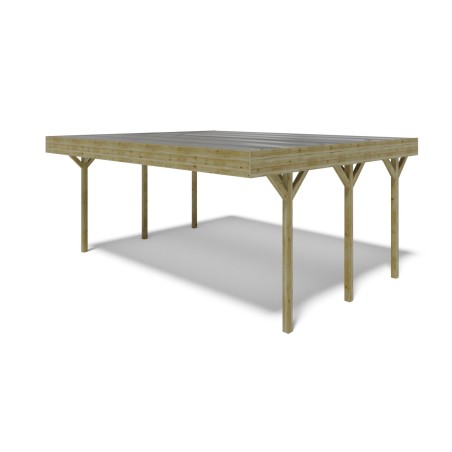 Carport, garageschuilplaats - 6.06x5.03 m - 30 m² - trapeziumvormige plaatbedekking
