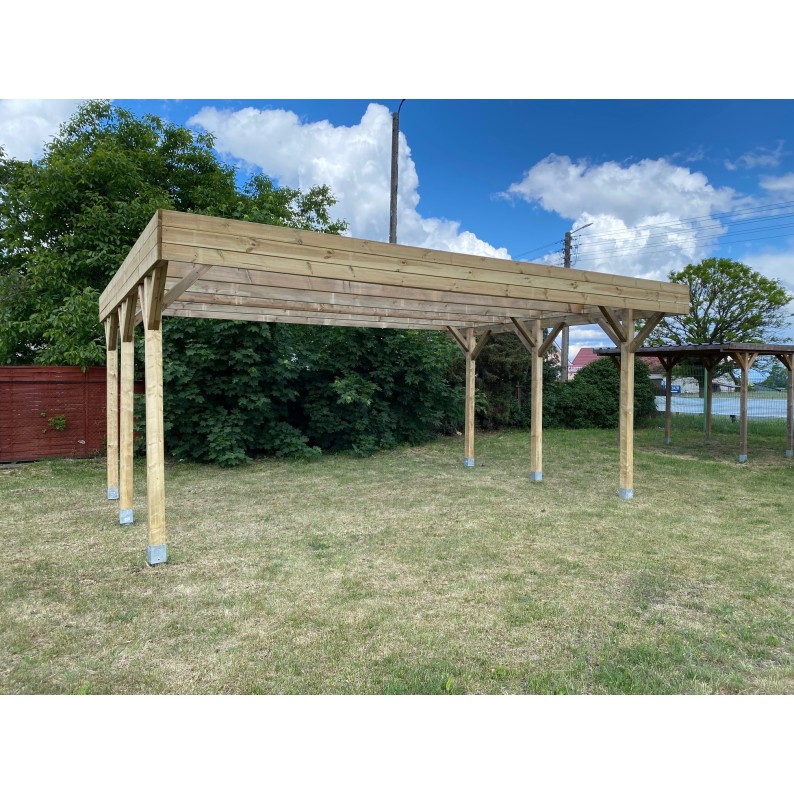 Carport, garageschuilplaats - 6.06x5.03 m - 30 m² - trapeziumvormige plaatbedekking