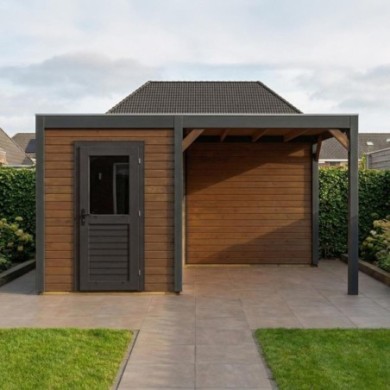Modern Tuinhuis met Overkapping Luma | 500x250 cm | Geïmpregneerd