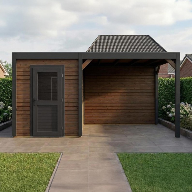Modern Tuinhuis met Overkapping Luma | 600x300 cm | Geïmpregneerd
