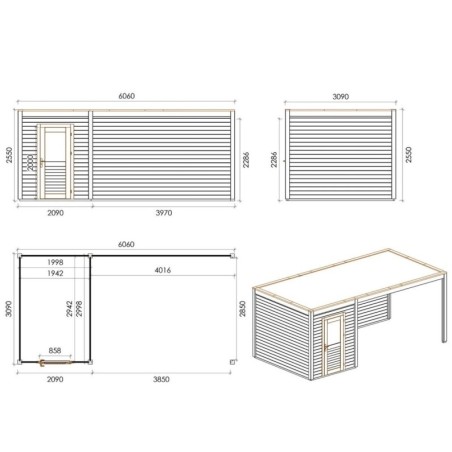 Modern Tuinhuis met Overkapping Luma | 600x300 cm | Geïmpregneerd