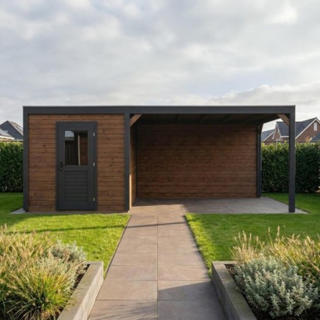 Modern Tuinhuis met Overkapping Nexa | 650x300 cm | Geïmpregneerd