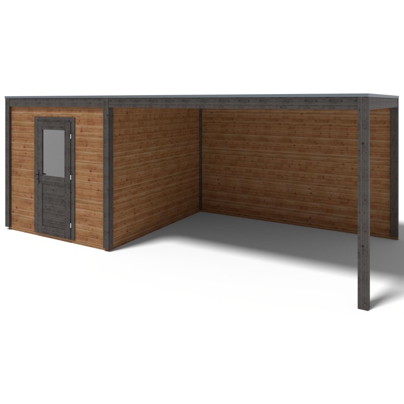 Modern Tuinhuis met Overkapping Nexa | 650x300 cm | Geïmpregneerd