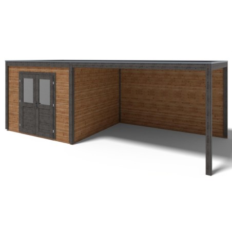 Modern Tuinhuis met Overkapping Sora | 700x300 cm | Geïmpregneerd