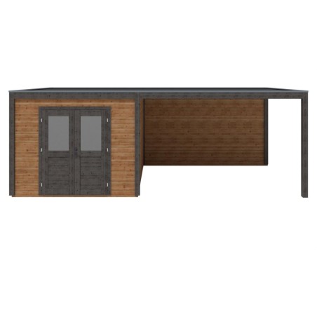Modern Tuinhuis met Overkapping Sora | 700x300 cm | Geïmpregneerd