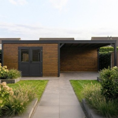 Modern Tuinhuis met Overkapping Nova | 800x300 cm | Geïmpregneerd