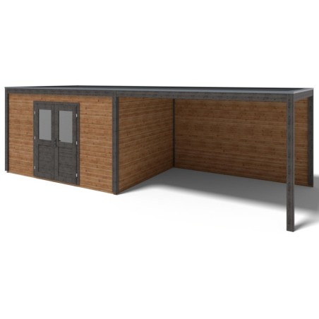 Modern Tuinhuis met Overkapping Nova | 800x300 cm | Geïmpregneerd