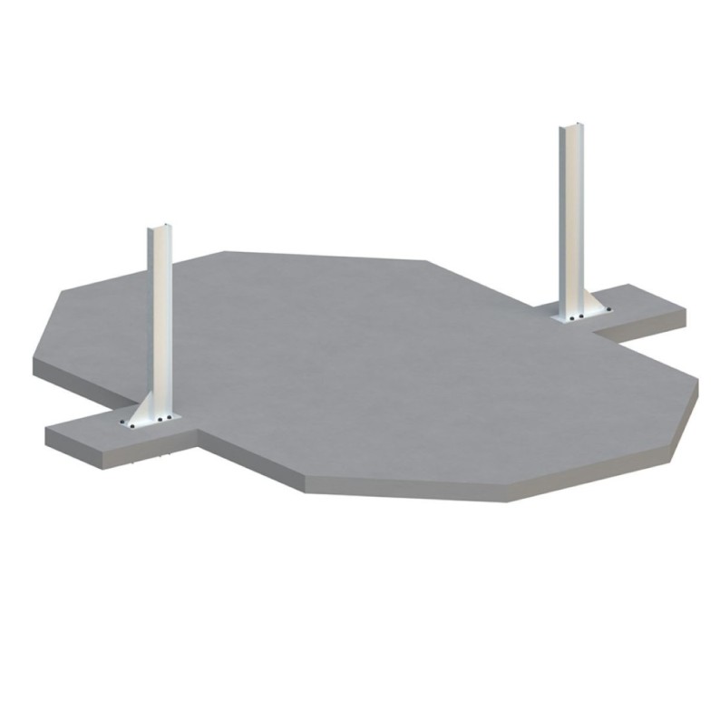 Zwembad NEMO 4.3 x 3 – H.1.18 m met strand, grijs, met beugels vastgeschroefd aan beton