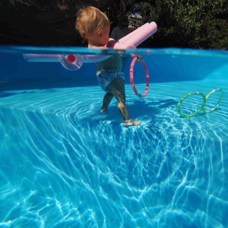 Zwembad NEMO 4.3 x 3 – H.1.18 m met strand, zand, met beugels vastgeschroefd aan beton