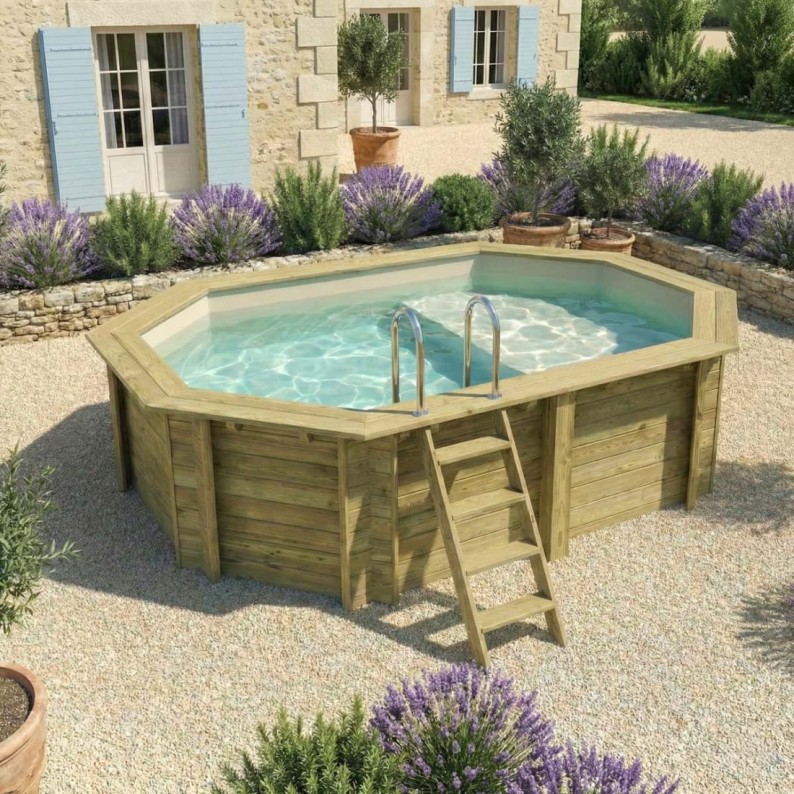 Zwembad NEMO 4.3 x 3 – H.1.18 m met strand, zand, op een frame - zonder betonnering