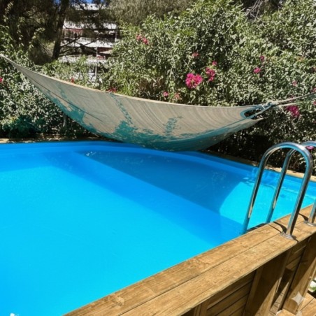 Zwembad NEMO 4.3 x 3 – H.1.31 m met strand, lichtblauw, op een frame - zonder betonnering