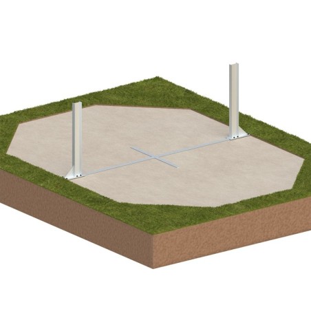 Zwembad NEMO 5.79 x 3.49 – H.1.45 m met strand, grijs, op een frame - zonder betonnering