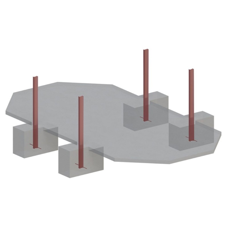 Zwembad NEMO 7.3 x 3.97 – H.1.45 m met strand, lichtblauw, met in te betonneren steunen