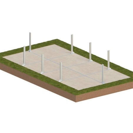 Zwembad AQUA 7 x 3.75 – H.1.45 m met strand, grijs, op een frame - zonder betonnering