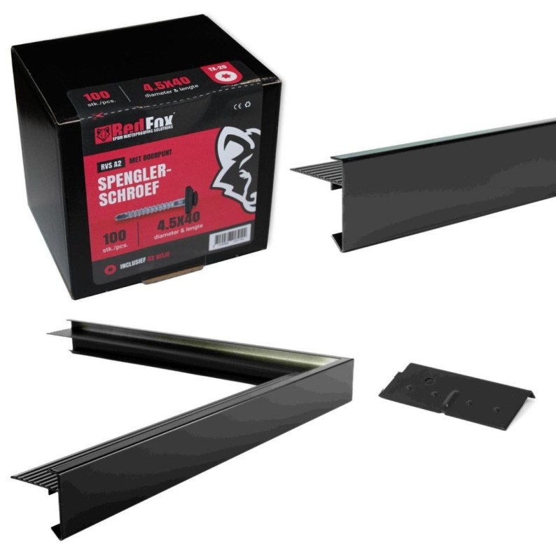 Aluminium daktrimmen zwart