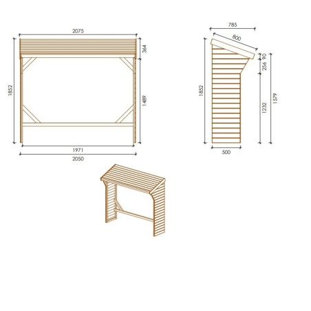 Houtopslag 1.55 m³ - 2x0.5 m - H.1.85 m - Geïmpregneerd