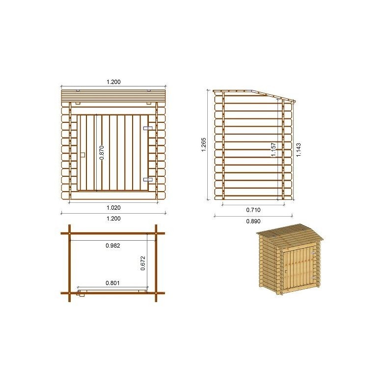 Tuinkast voor zwembadapparatuur 1.2x0.89 m H.1.26 m - Geïmpregneerd