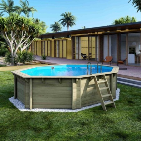 Zwembad Verona 4.72 x 4.72 – H.1.2 m. vrijstaand - zonder betonnering. Liner lichtblauw