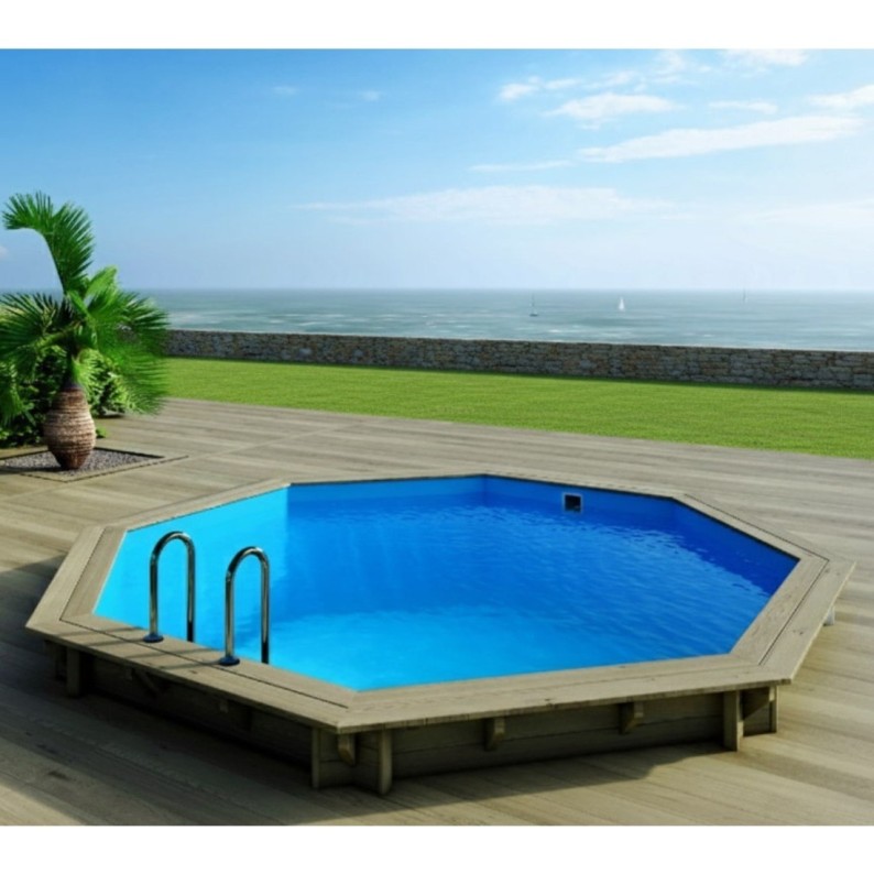 Zwembad Verona 4.72 x 4.72 – H.1.2 m. vrijstaand - zonder betonnering. Liner lichtblauw