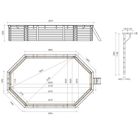 Zwembad Sao Paulo 6.57 x 4.07 – H.1.2 m, lichtblauw, met in te betonneren steunen