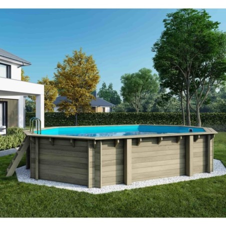 Zwembad Sao Paulo 6.57 x 4.07 – H.1.2 m, lichtblauw, met beugels vastgeschroefd aan beton