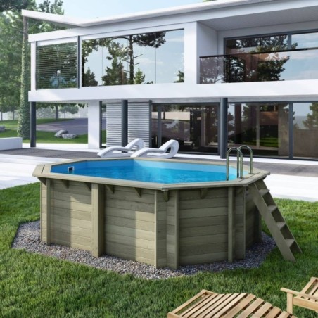 Zwembad NEMO 4.3 x 3 - H.1.18 m, lichtblauw, op een frame - zonder betonnering