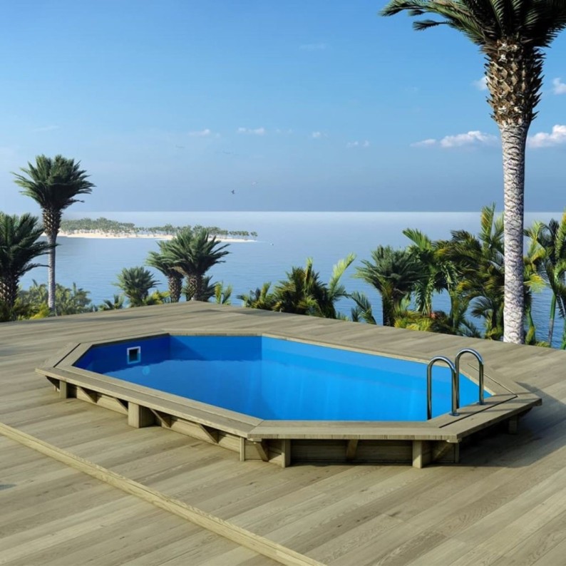 Zwembad NEMO 4.3 x 3 - H.1.18 m, lichtblauw, op een frame - zonder betonnering