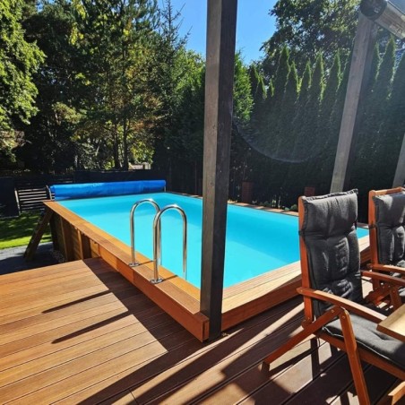 Zwembad AQUA 6.1 x 2.85 - H.1.31 m, lichtblauw, op een frame - zonder betonnering