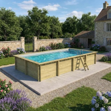 Zwembad AQUA 8.5 x 4.35 - H.1.45 m, grijs, op een frame - zonder betonnering