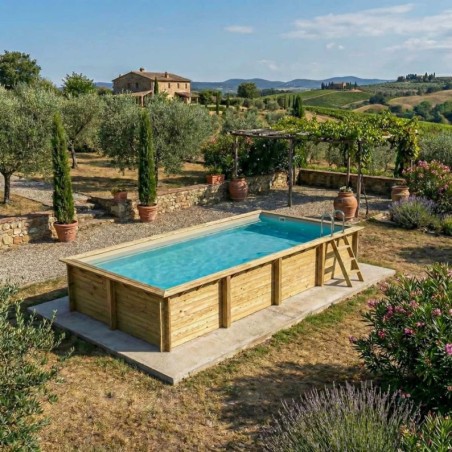 Zwembad AQUA 8.5 x 4.35 - H.1.45 m, zand, op een frame - zonder betonnering