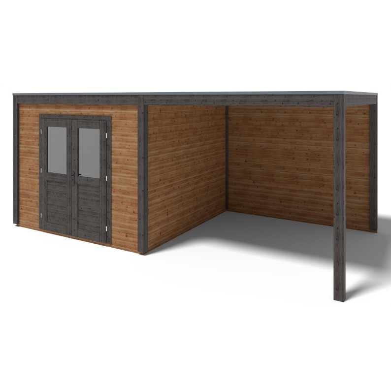 Modern Tuinhuis met Overkapping Sora | 600x300 cm | Geïmpregneerd