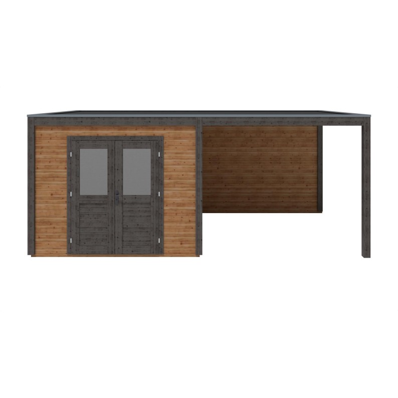 Modern Tuinhuis met Overkapping Sora | 600x300 cm | Geïmpregneerd