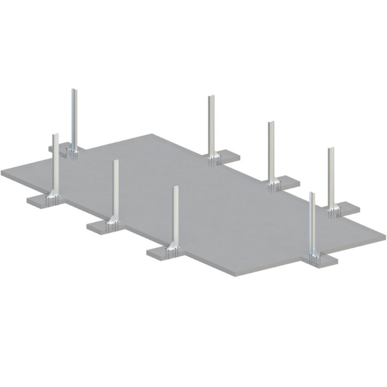 Zwembad AQUA 7 x 3.75 – H.1.45 m met strand, grijs, met beugels vastgeschroefd aan beton