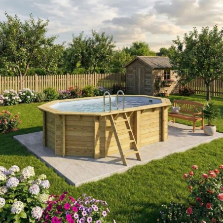 Zwembad NEMO 4.3 x 3 – H.1.18 m, grijs, met beugels vastgeschroefd aan beton