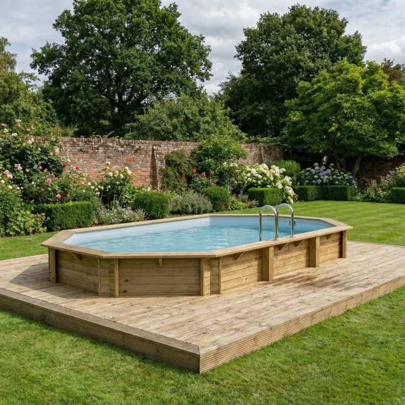 Zwembad NEMO 7.3 x 3.97 – H.1.45 m, grijs, met in te betonneren steunen