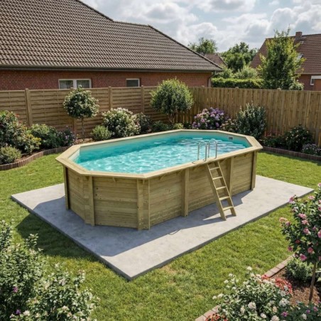 Zwembad NEMO 7.3 x 3.97 – H.1.45 m, zand, met in te betonneren steunen