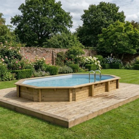 Zwembad NEMO 7.3 x 3.97 – H.1.45 m, grijs, met beugels vastgeschroefd aan beton