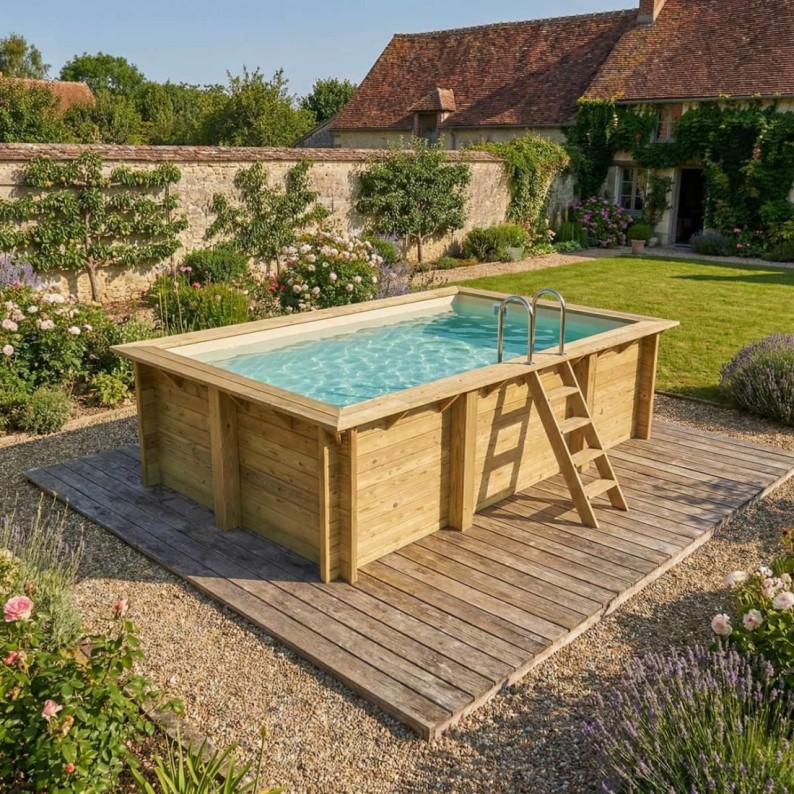 Zwembad AQUA 4.65 x 2.85 - H.1.24 m, zand, op een frame - zonder betonnering