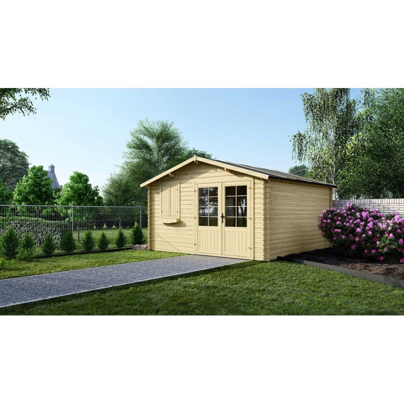Tuinhuis Salzburg 400x400 cm | Dubbele deur | Onbehandeld