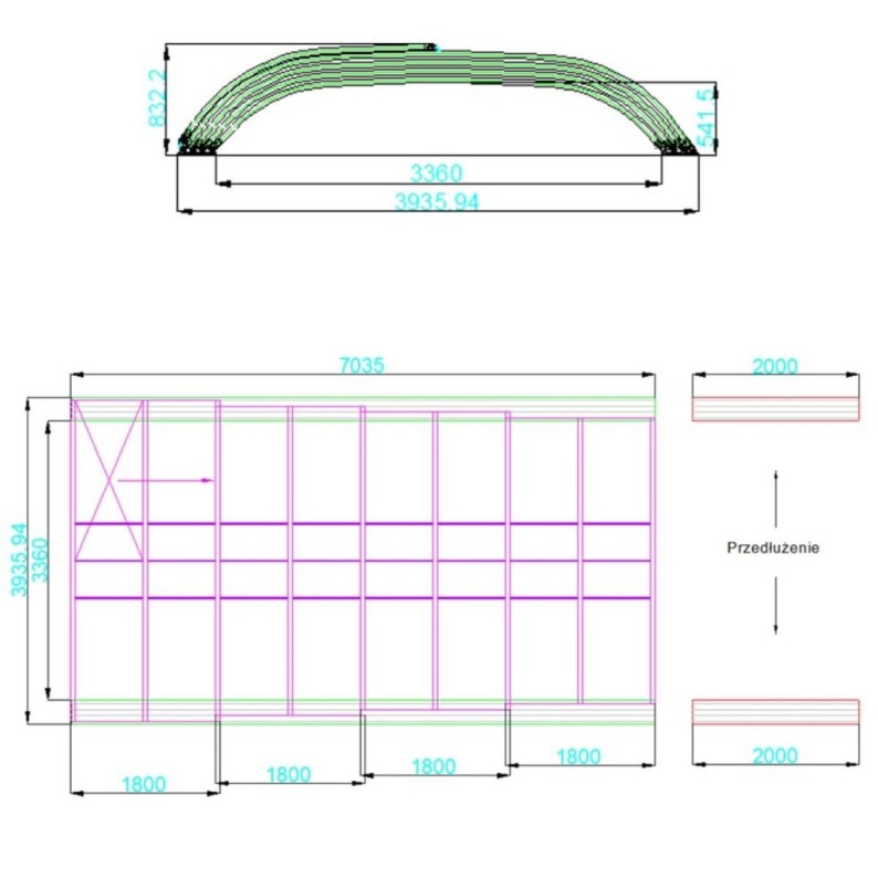 Zwembadoverkapping Horizon – 7.03x3.36 m – poliwęglan komorowy 8 mm – voor zwembad BAS7307