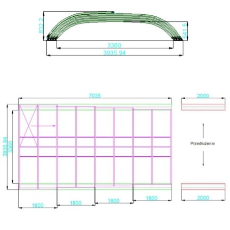 Zwembadoverkapping Horizon – 7.03x3.36 m – poliwęglan komorowy 8 mm – voor zwembad BAS7307