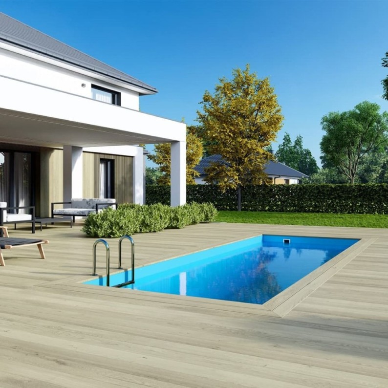 Zwembad AQUA 6.1 x 2.85 - H.1.31 m, lichtblauw, op een frame - zonder betonnering
