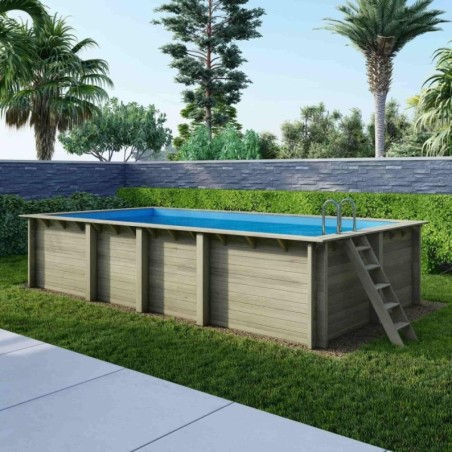 Zwembad AQUA 7 x 3.75 - H.1.45 m, lichtblauw, op een frame - zonder betonnering