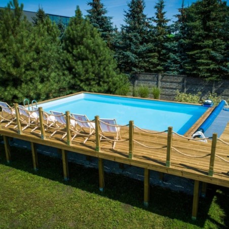 Zwembad AQUA 8.5 x 4.35 - H.1.45 m, lichtblauw, op een frame - zonder betonnering