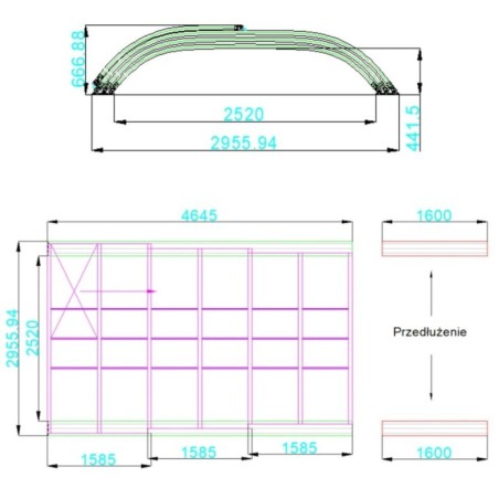 Zwembadoverkapping Horizon – 4.64x2.52 m – poliwęglan komorowy 8 mm – voor zwembad BAS7304