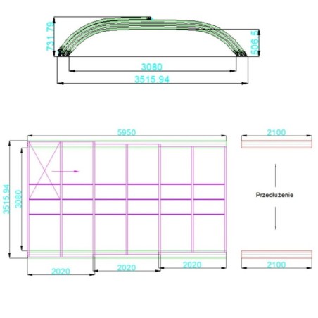 Zwembadoverkapping Horizon – 5.95x3.08 m – poliwęglan komorowy 8 mm – voor zwembad BAS7305